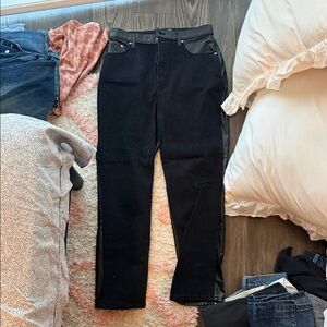Abercrombie & Fitch Black Straight-Leg Jeans with Leather on the Back